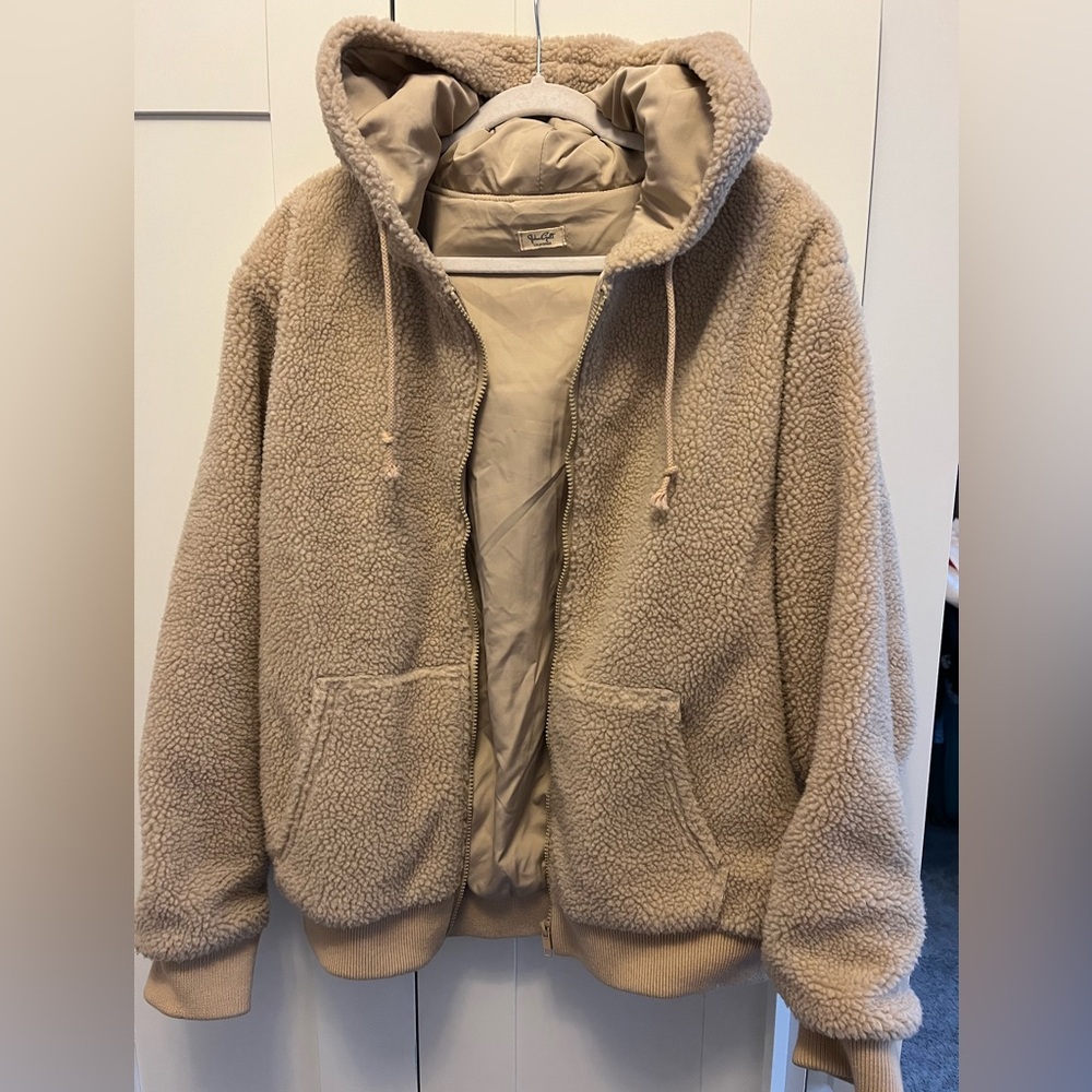 John Galt Tan Teddy Jacket with Classic Design